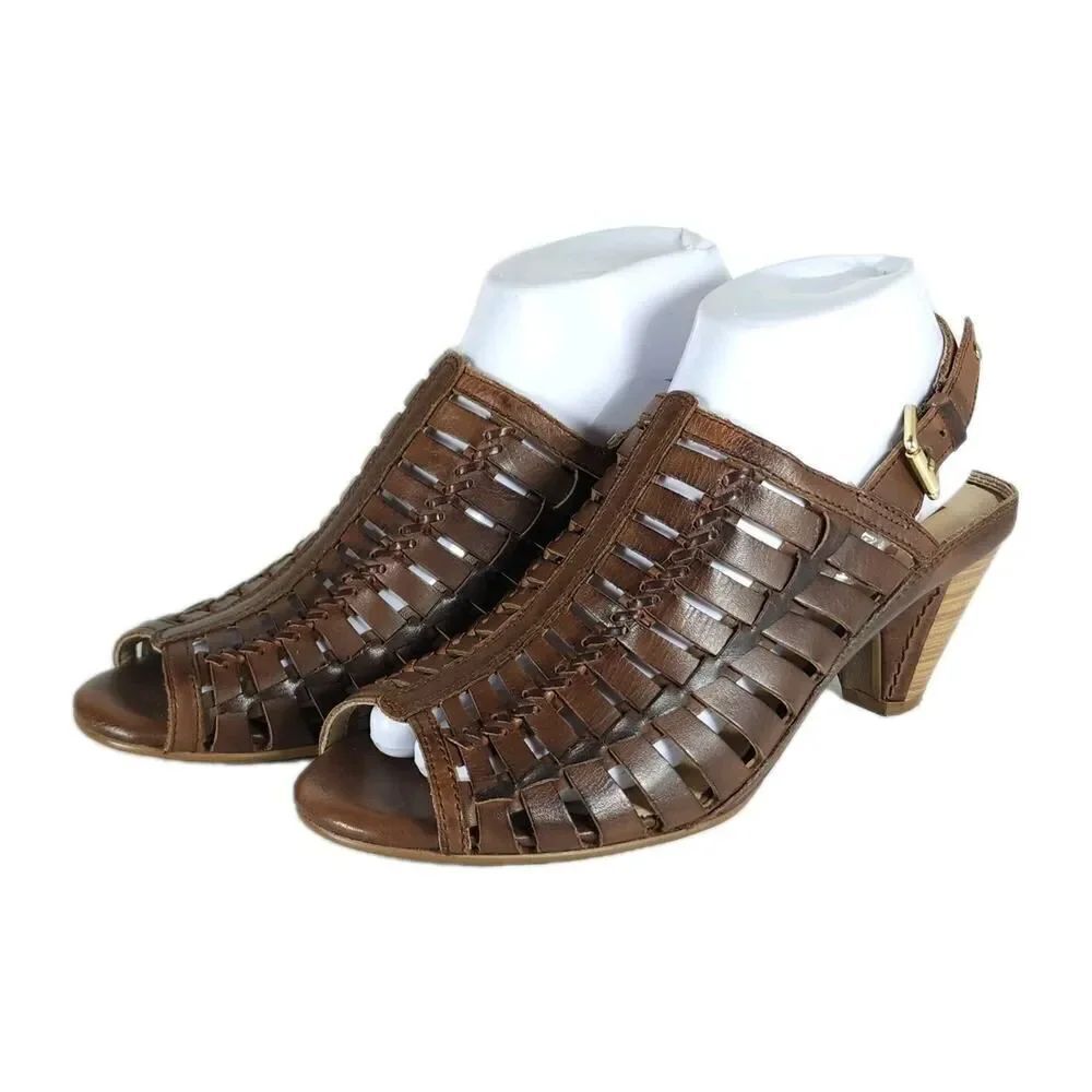 Pikolinos Women's Java EU39 US8-8,5 Brown Cutouts Open Back Caged Sandals